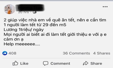 Cận Tết, "đỏ mắt" tìm giúp việc dù trả lương gấp đôi, ba ngày thường