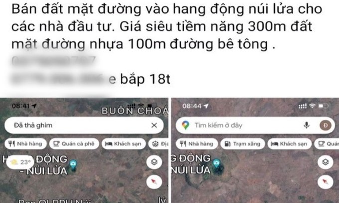 Lên Facebook rao bán "đất mặt đường vào hang động núi lửa"