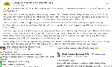 Thanh Hoá: Công an vào cuộc làm rõ việc loan tin thanh niên chết ở Đài Loan để lừa tiền từ thiện