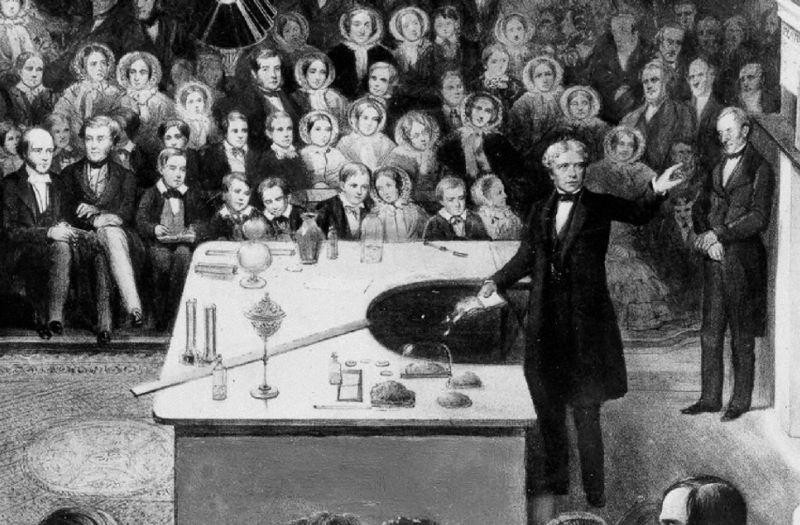 Michael Faraday giảng dạy tại Học viện Hoàng gia 1856.