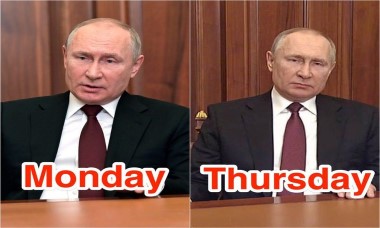 Trang phục gây chú ý của Tổng thống Nga Putin khi tuyên chiến với Ukraine