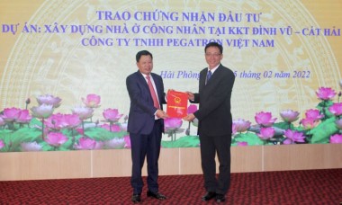 Hải Phòng trao giấy đầu tư cho 2 dự án xây dựng nhà ở công nhân