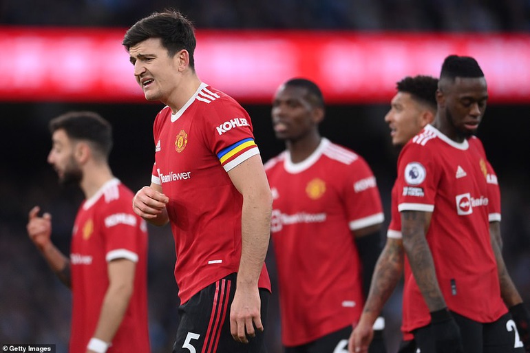 Nỗi thất vọng của Harry Maguire và đồng đội, khi Man Utd đánh mất hoàn toàn thế trận trước Man City.