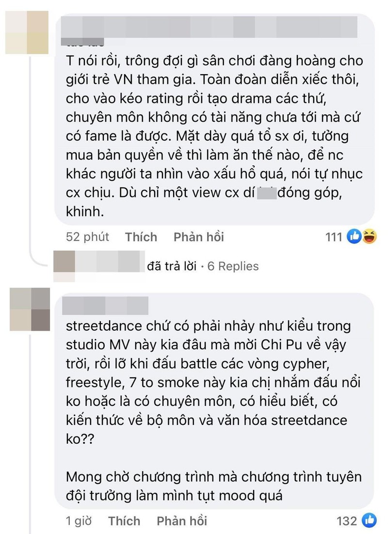 Khán giả bày tỏ sự thất vọng khi Chi Pu trở thành đội trưởng. (Ảnh chụp màn hình FB Street Dance Việt Nam)