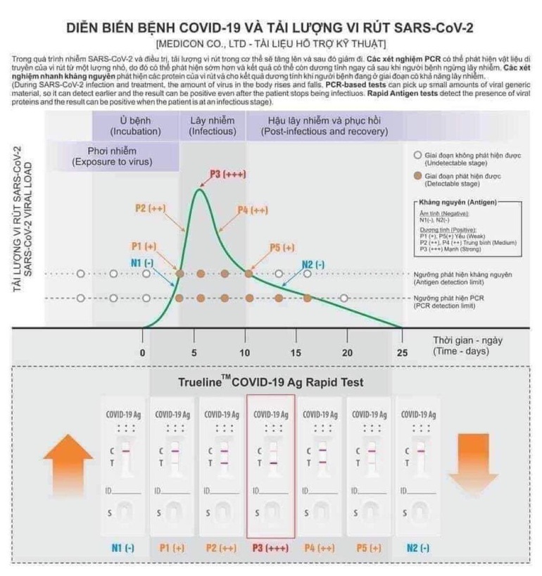 Bảng theo dõi diễn biến bệnh Covid-19 và tải lượng virus SARS-CoV-2 (Ảnh: Medicon).