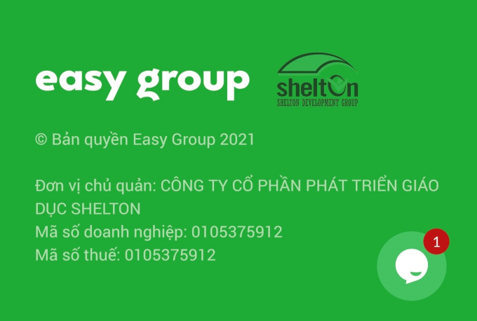 trang web có hiển thị Đơn vị chủ quản là Công ty Cổ phần Phát triển Giáo dục Shelton với mã số thuế là 0105375912, trụ sở tại số 32, hẻm 12, ngách 192/173, ngõ 192 đường Lê Trọng Tấn, phường Định Công, quận Hoàng Mai, TP Hà Nội.