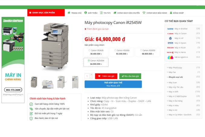 Máy Photocopy Canon IR 2545W trên thị trường đang có giá khoảng 64 triệu đồng, nhưng giá trúng thầu lên tới 90.000.000 đồng.