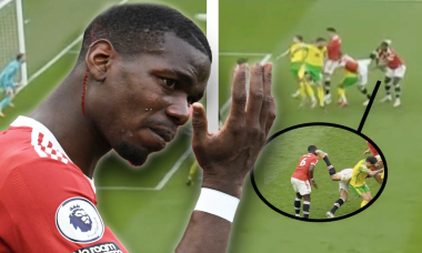 Pogba giận dữ khi bị Maguire đá trúng mặt