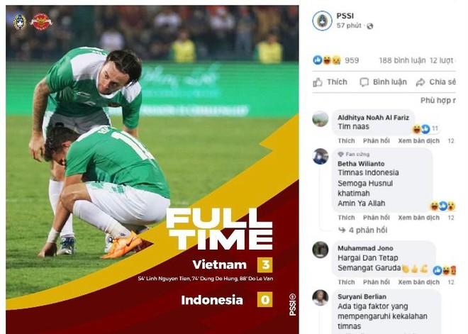 CĐV Indonesia: "Ngày nào cũng ăn đồ chiên rán thì sao thắng được Việt Nam" ảnh 1