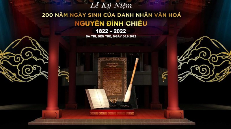 Kịch bản chương trình nghệ thuật như từng trang sách mở, với hình ảnh bộ bút nghiên là trung tâm.