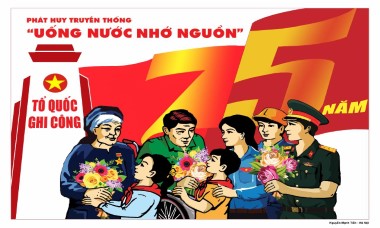 Hình ảnh về mẹ Thứ, mẹ Suốt-người mẹ anh hùng được tái hiện trong tranh cổ động về đề tài thương binh, liệt sĩ