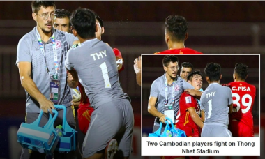 Hai cầu thủ Campuchia đánh nhau tại AFC Cup 2022