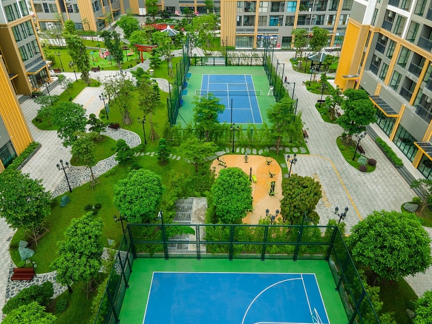 Sắc xanh thuần khiết trong nội khu của The Zenpark mang tới không gian thư thái, tươi mát cho cư dân