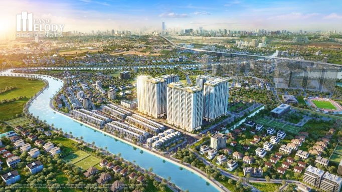 Hanoi Melody Residences sở hữu vị trí đắc địa, bao quanh bởi những mảng xanh rộng lớn