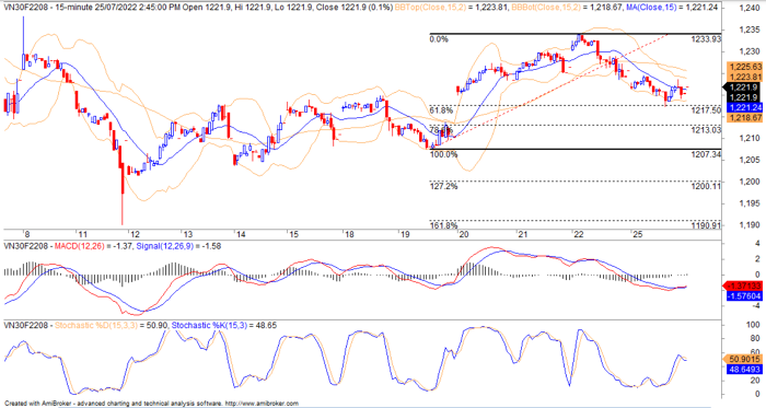 Diễn biến của HĐ VN30F2208. (Nguồn: Chứng khoán Yuanta Việt Nam). 