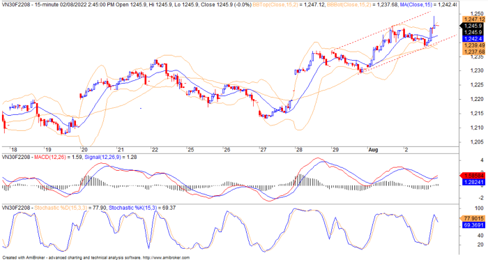 Diễn biến của HĐ VN30F2208. (Nguồn: Chứng khoán Yuanta Việt Nam). 