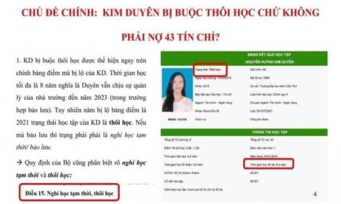 Á hậu Kim Duyên nói gì về tin đồn bị buộc thôi học?