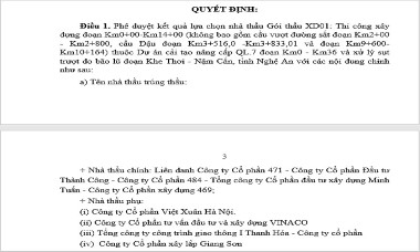 Công ty 471 đứng đầu liên danh trúng gói thầu hơn 285 tỷ ở Nghệ An