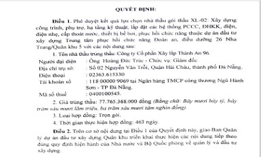 Giảm giá 200 triệu đồng, Thành An 96 trúng gói thầu hơn 77 tỷ đồng tại Quân khu 5