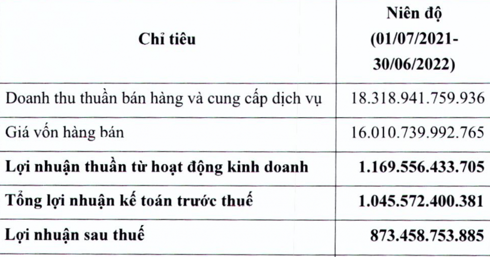 Kết quả kinh doanh hợp nhất niên độ 2021-2022 của TTC Sugar