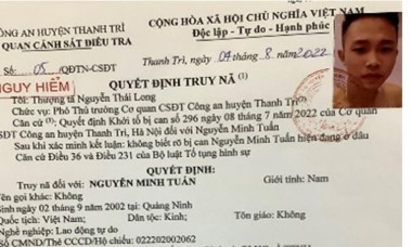 Truy nã đối tượng cố ý gây thương tích do mâu thuẫn tại quán karaoke