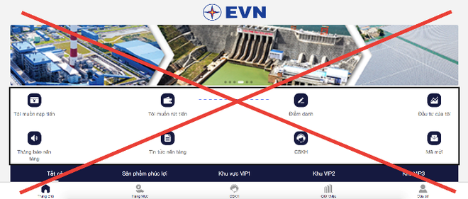 Tiếp tục xuất hiện trang web giả mạo thương hiệu EVN ảnh 1