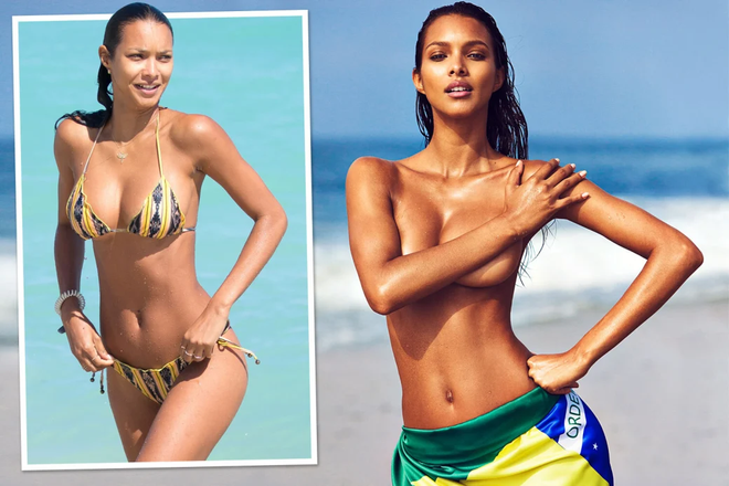 Siêu mẫu Lais Ribeiro cởi áo ngực cổ vũ tuyển Brazil ảnh 1