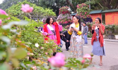 Dàn mỹ nhân Hoa hậu Du lịch thế giới khoe sắc tại Festival hoa Mê Linh