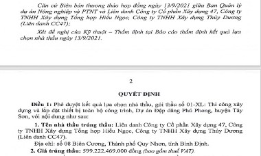 Liên danh nhà thầu của Công ty Hiếu Ngọc liên tục 'độc diễn' tại Bình Định