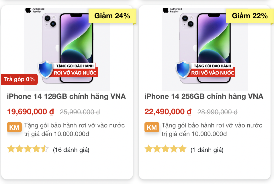 Giá iPhone 14 mới nhất tháng 2