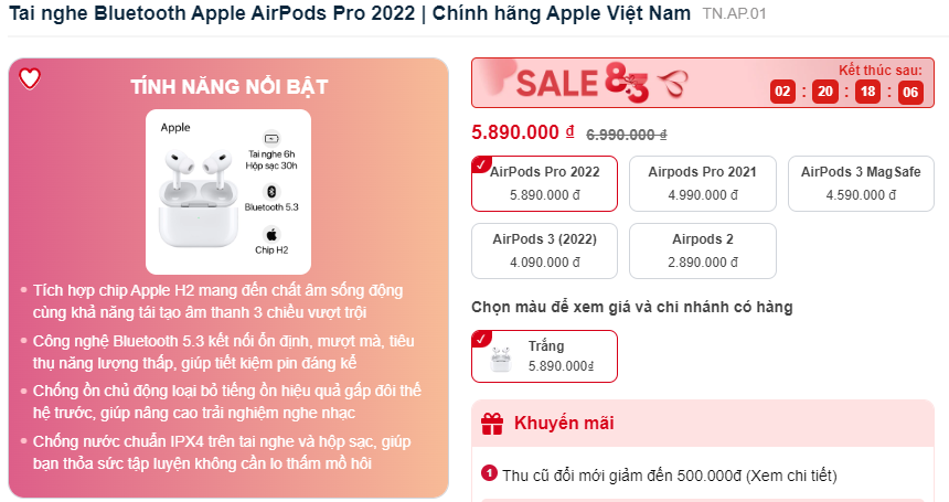 Cập nhật tai nghe AirPods Pro 2 tại Cellphones