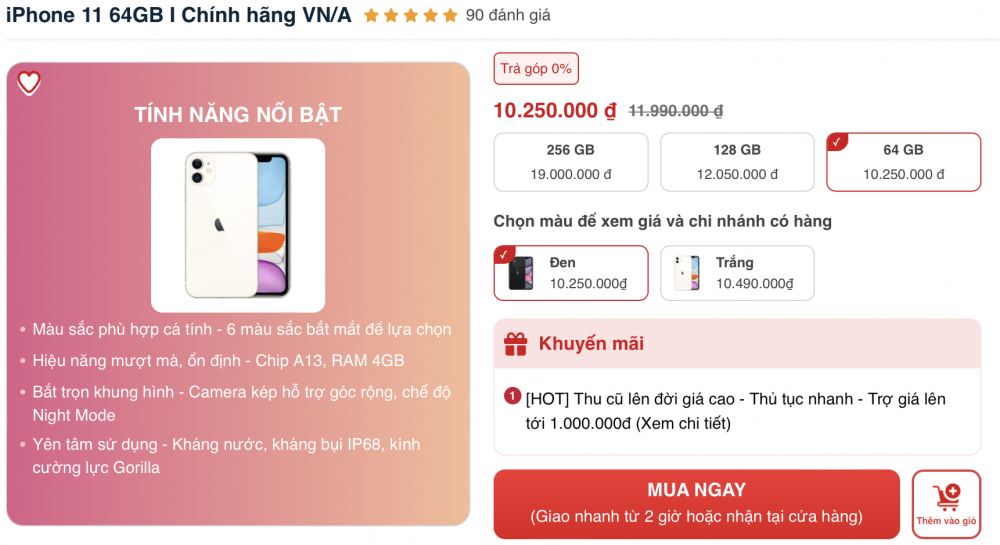 Cập nhật giá iphone 11 tại Cellphones