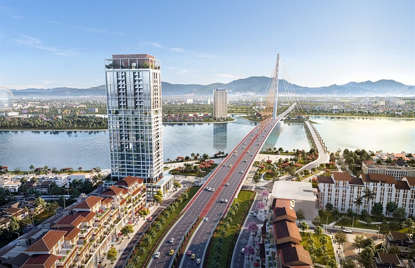 Sun Cosmo Residence Da Nang mang phong cách hiện đại, năng động. (Ảnh phối cảnh minh họa)