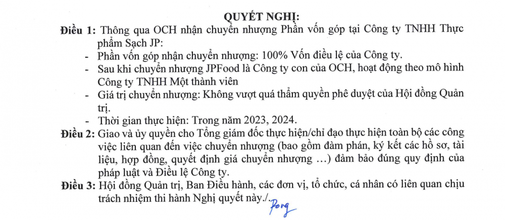 Chủ thương hiệu kem Tràng Tiền (OCH) muốn M&A thêm một công ty thực phẩm