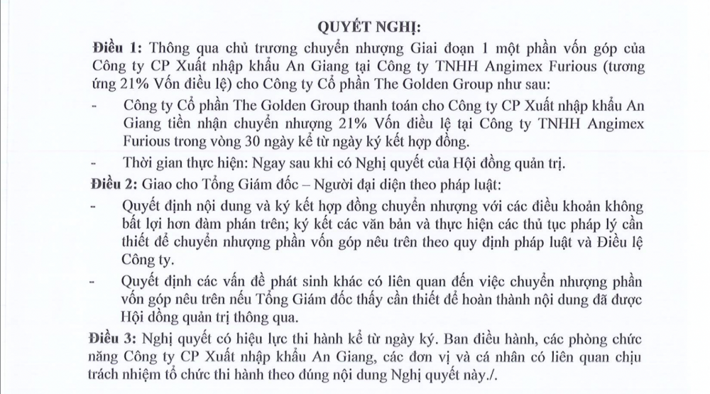 Khởi động kế hoạch vực dậy tình hình tài chính, Angimex (AGM) thoái bớt vốn tại doanh nghiệp kinh doanh mô tô, xe máy