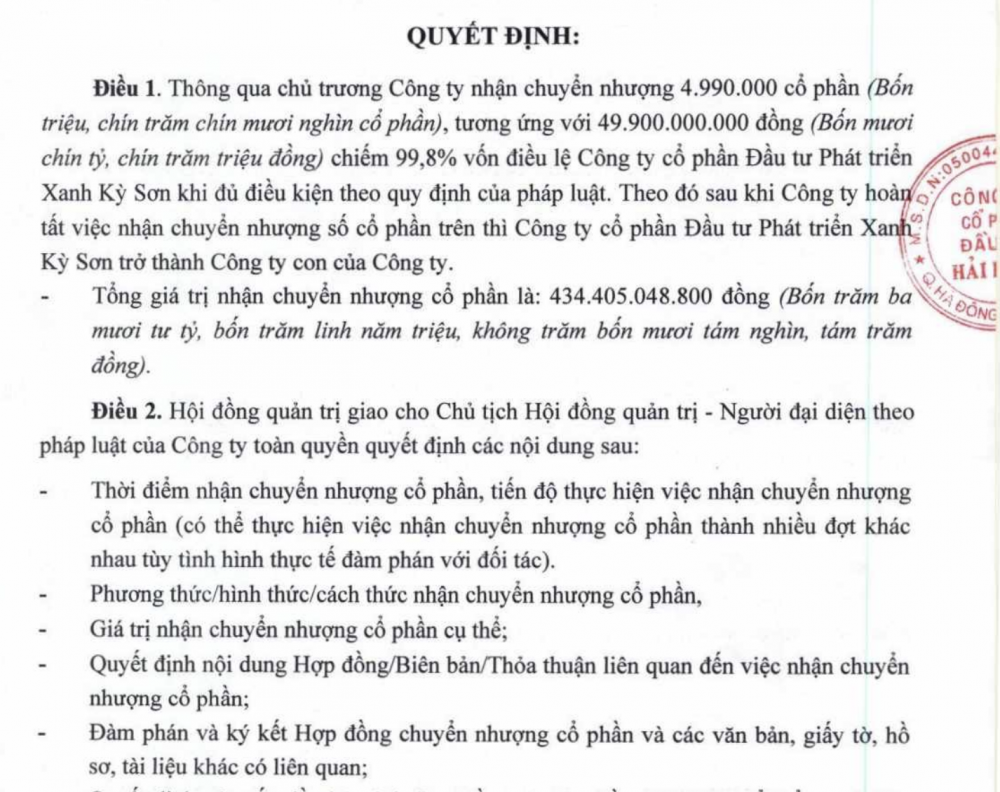 Đầu tư Hải Phát (HPX) dự chi hơn 400 tỷ đồng ‘thâu tóm’ công ty bất động sản tại Hoà Bình