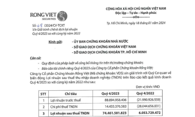 Mặc cho doanh thu "giật lùi", Chứng khoán Rồng Việt (VDSC) vẫn báo lãi hơn 1.100%