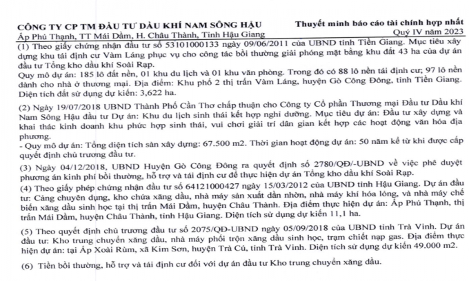 Khó khăn về dòng tiền, Dầu khí Nam Sông Hậu (PSH) báo lỗ hơn 220 tỷ đồng trong quý IV/2023