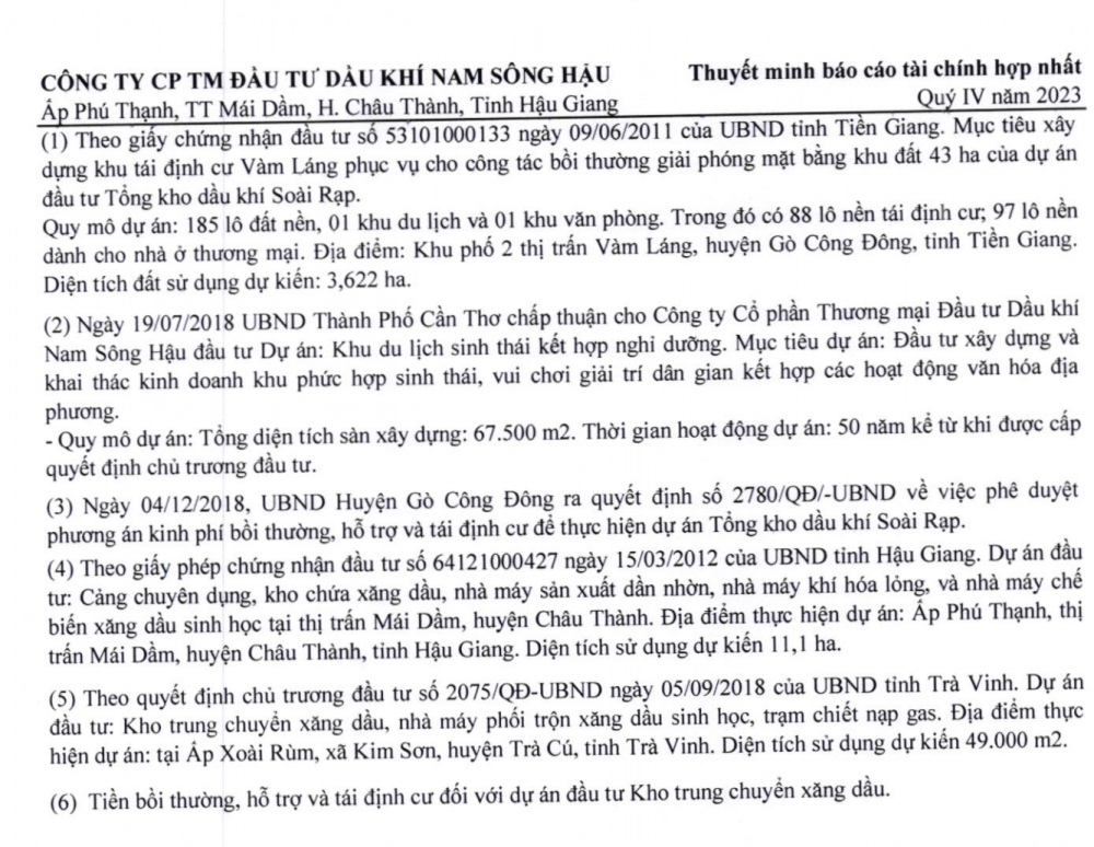 Khó khăn về dòng tiền, Dầu khí Nam Sông Hậu (PSH) báo lỗ hơn 220 tỷ đồng trong quý IV/2023