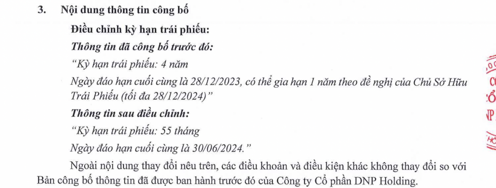 DNP Holding (DNP) gia hạn lô trái phiếu 450 tỷ đồng thêm 7 tháng