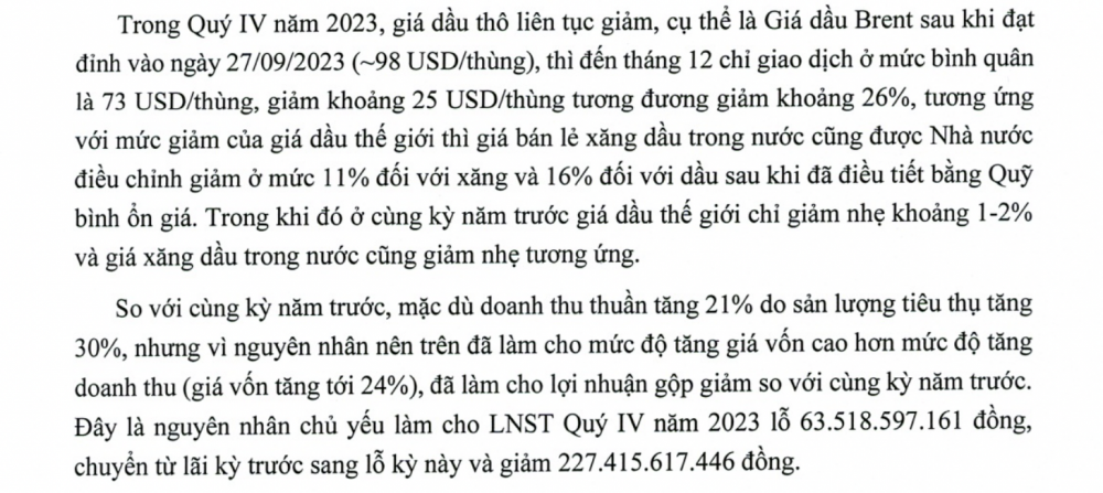 Giá dầu giảm sâu, PV Oil (OIL) báo lỗ quý IV, dòng tiền kinh doanh âm 675 tỷ