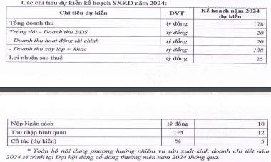 Licogi 14 lên kế hoạch lợi nhuận tăng nhẹ, tỷ lệ cổ tức dự kiến 5% trong năm 2024