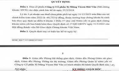 Một cổ phiếu của doanh nghiệp xi măng rơi vào diện cảnh báo do lỗ nặng