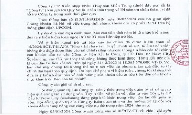 Khó khăn tứ bề, XNK Thủy sản Miền Trung (SPD) lại nhận thêm tin "kém vui"