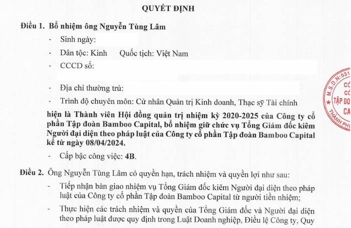 “Trẻ hoá” ban điều hành, thành viên sáng lập của Bamboo Capital (BCG) “nhường ghế” cho tân Tổng Giám đốc 8x