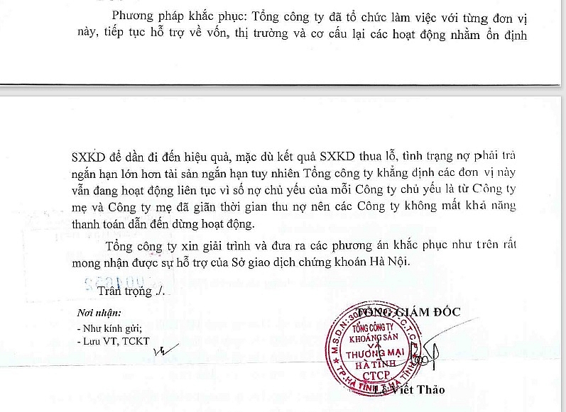 Khoáng sản và Thương mại Hà Tĩnh đang 'còng lưng' xử lý tình trạng kinh doanh thua lỗ ở các công ty con