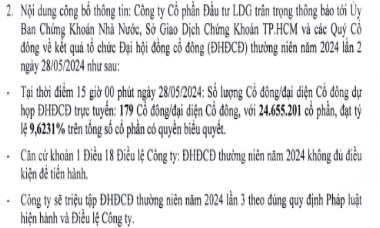 "Vắng bóng" cổ đông, Đầu tư LDG năm thứ 4 liên tiếp tổ chức ĐHĐCĐ bất thành