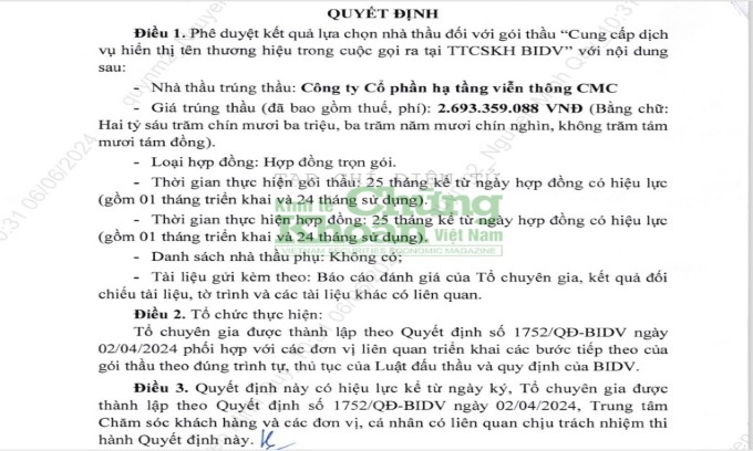 Bỏ giá thấp nhất, VNPT vẫn không thể về đích tại gói thầu do BIDV làm chủ đầu tư