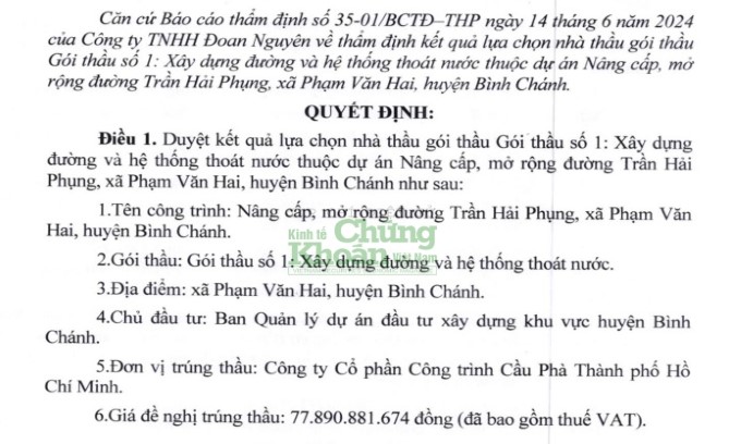 Vừa bị ngành thuế xử phạt, Cầu phà TP HCM đón tin vui với ‘cú đúp’ gói thầu ở Bình Chánh