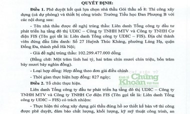 UDIC – Công ty TNHH Cơ điện FIS thắng gói thầu trăm tỷ tại Hà Nội:
                                            Vina2 ‘quên’ bảo lãnh dự thầu, dấu hỏi về động cơ đấu thầu